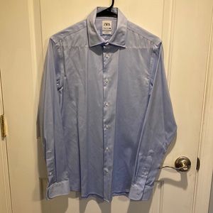 Zara Mens Regular (European) Fit Dress Shirt Small in Light Blue